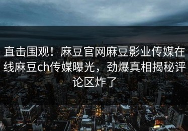 直击围观！麻豆官网麻豆影业传媒在线麻豆ch传媒曝光，劲爆真相揭秘评论区炸了
