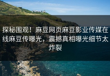 探秘围观！麻豆网页麻豆影业传媒在线麻豆传曝光，震撼真相曝光细节太炸裂