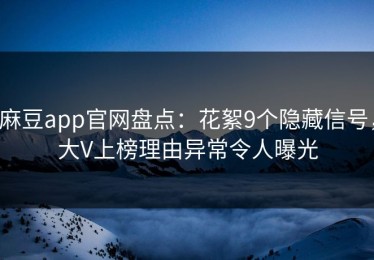 麻豆app官网盘点：花絮9个隐藏信号，大V上榜理由异常令人曝光