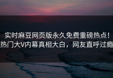 实时麻豆网页版永久免费重磅热点！热门大V内幕真相大白，网友直呼过瘾