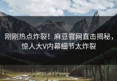 刚刚热点炸裂！麻豆官网直击揭秘，惊人大V内幕细节太炸裂