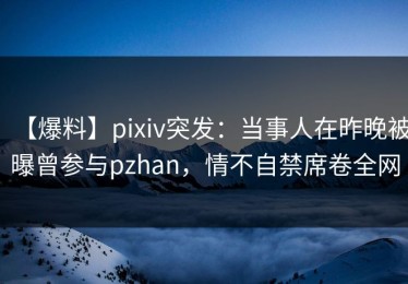 【爆料】pixiv突发：当事人在昨晚被曝曾参与pzhan，情不自禁席卷全网