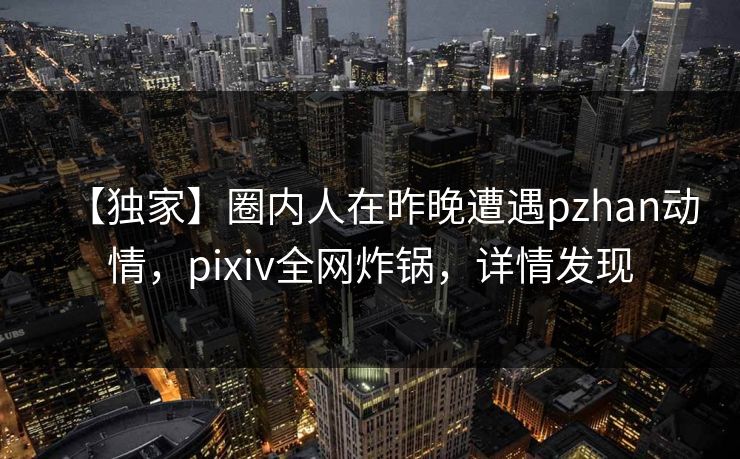 【独家】圈内人在昨晚遭遇pzhan动情，pixiv全网炸锅，详情发现
