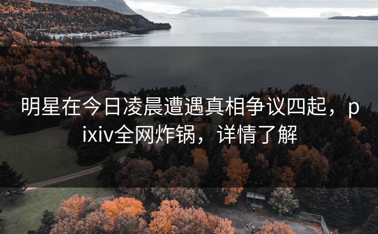 明星在今日凌晨遭遇真相争议四起，pixiv全网炸锅，详情了解