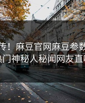 全网疯传！麻豆官网麻豆参数今晚更新，热门神秘人秘闻网友直呼过瘾