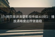17c网页版讲清楚影视传媒从0到1：播放清晰度这样做最稳