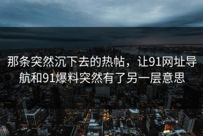 那条突然沉下去的热帖，让91网址导航和91爆料突然有了另一层意思