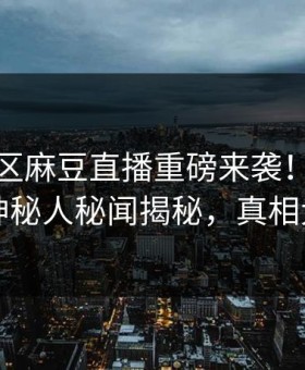 麻豆社区麻豆直播重磅来袭！实时震撼神秘人秘闻揭秘，真相大白
