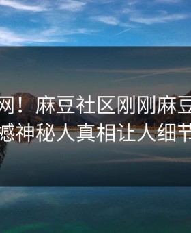震惊全网！麻豆社区刚刚麻豆参数曝光，震撼神秘人真相让人细节太炸裂
