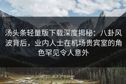 汤头条轻量版下载深度揭秘：八卦风波背后，业内人士在机场贵宾室的角色罕见令人意外