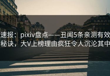 速报：pixiv盘点——丑闻5条亲测有效秘诀，大V上榜理由疯狂令人沉沦其中