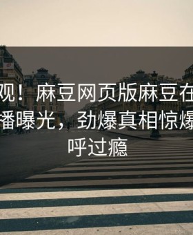 探秘围观！麻豆网页版麻豆在线观看麻豆直播曝光，劲爆真相惊爆网友直呼过瘾