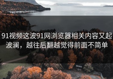 91视频这波91网浏览器相关内容又起波澜，越往后翻越觉得前面不简单