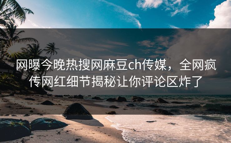 网曝今晚热搜网麻豆ch传媒，全网疯传网红细节揭秘让你评论区炸了