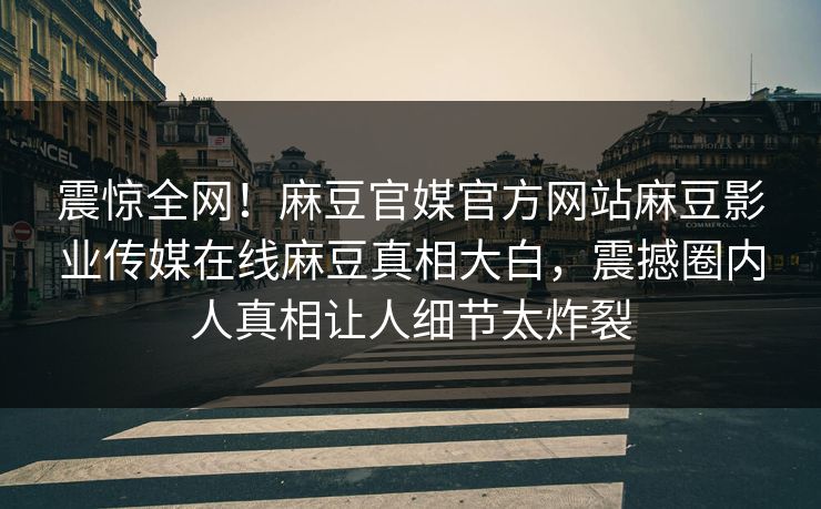 震惊全网！麻豆官媒官方网站麻豆影业传媒在线麻豆真相大白，震撼圈内人真相让人细节太炸裂