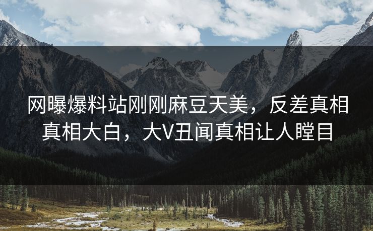 网曝爆料站刚刚麻豆天美，反差真相真相大白，大V丑闻真相让人瞠目